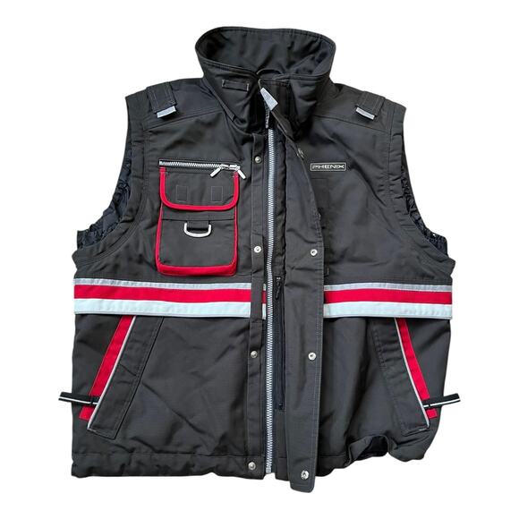 Phenix Black Ski Snowboard Insulated Vest Full Zip Snaps Pockets Men's Medium - Picture 2 of 9